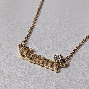 Gold Graffiti Font Cancer Astrology Sign Single Silver Diamond Necklace